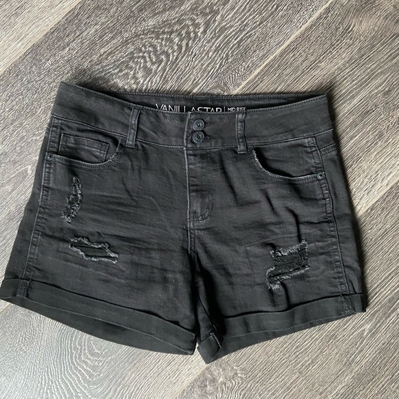 Distressed Black Denim Shorts - Picture 2 of 5